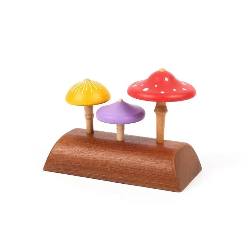 Wooden Mushroom Spinning Top Set>Wooderful Life Best