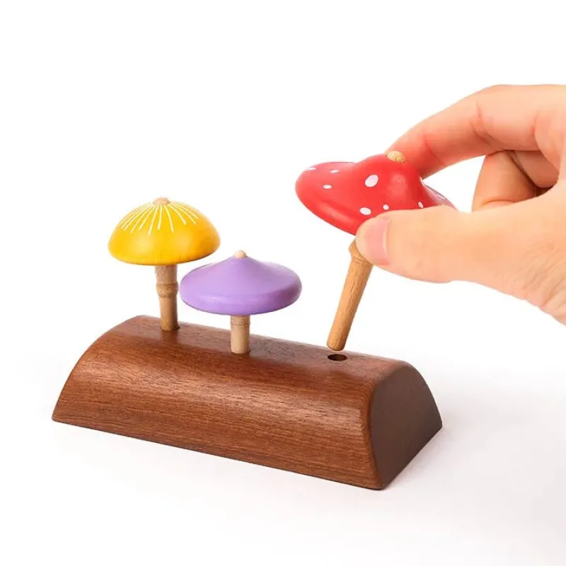 Wooden Mushroom Spinning Top Set>Wooderful Life Best