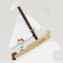 Wooden Sailing Boat & Captain><noscript><img width=