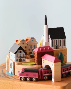 Wooden Train Music Box - European Town><noscript><img width=