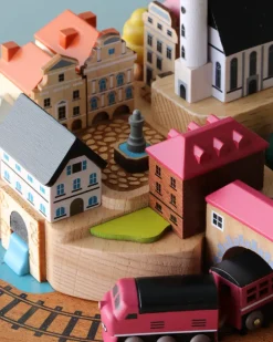 Wooden Train Music Box - European Town><noscript><img width=