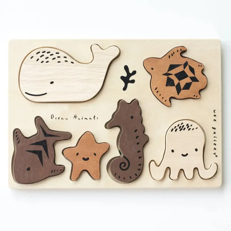 Wooden Tray Puzzle - Ocean Animals>Wee Gallery Sale