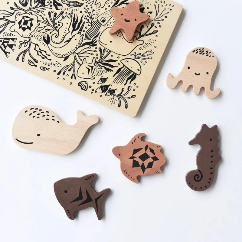 Wooden Tray Puzzle - Ocean Animals>Wee Gallery Sale