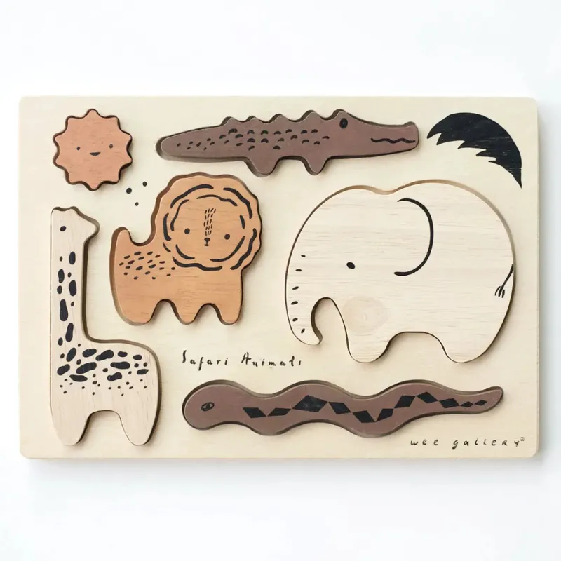 Wooden Tray Puzzle - Safari Animals>Wee Gallery Fashion