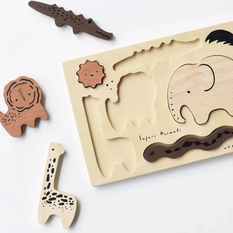 Wooden Tray Puzzle - Safari Animals>Wee Gallery Fashion
