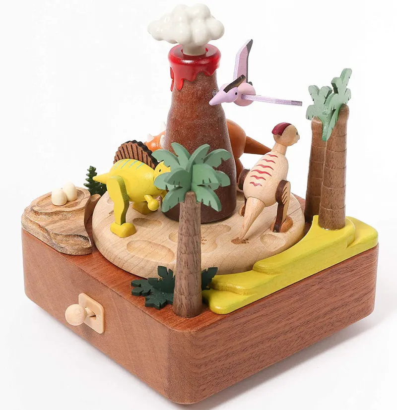 Wooden Volcano & Dinosaur Music Box>Wooderful Life Fashion