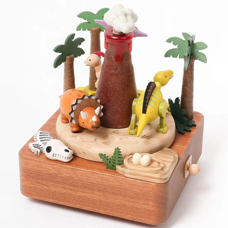 Wooden Volcano & Dinosaur Music Box>Wooderful Life Fashion